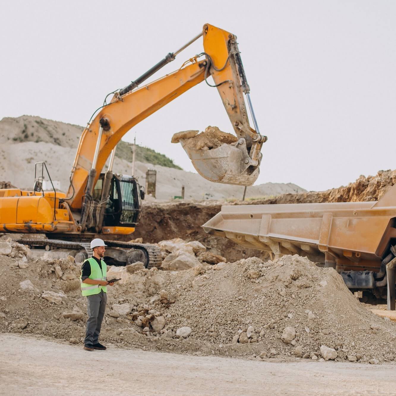 Trabajador con maquinaria